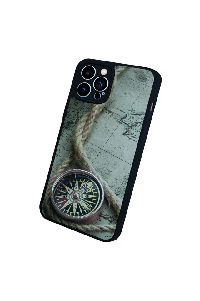iPhone 13 Pro Max Uyumlu Pusula Tasarımlı Glossy Premium Kılıf