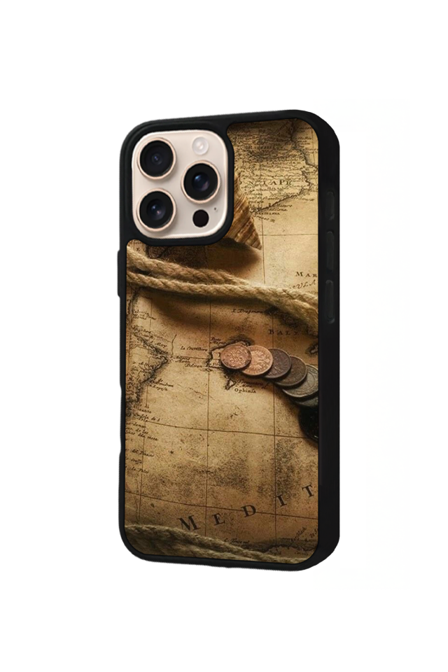 iPhone 14 Pro Max Uyumlu Pusula Tasarımlı Glossy Premium Kılıf