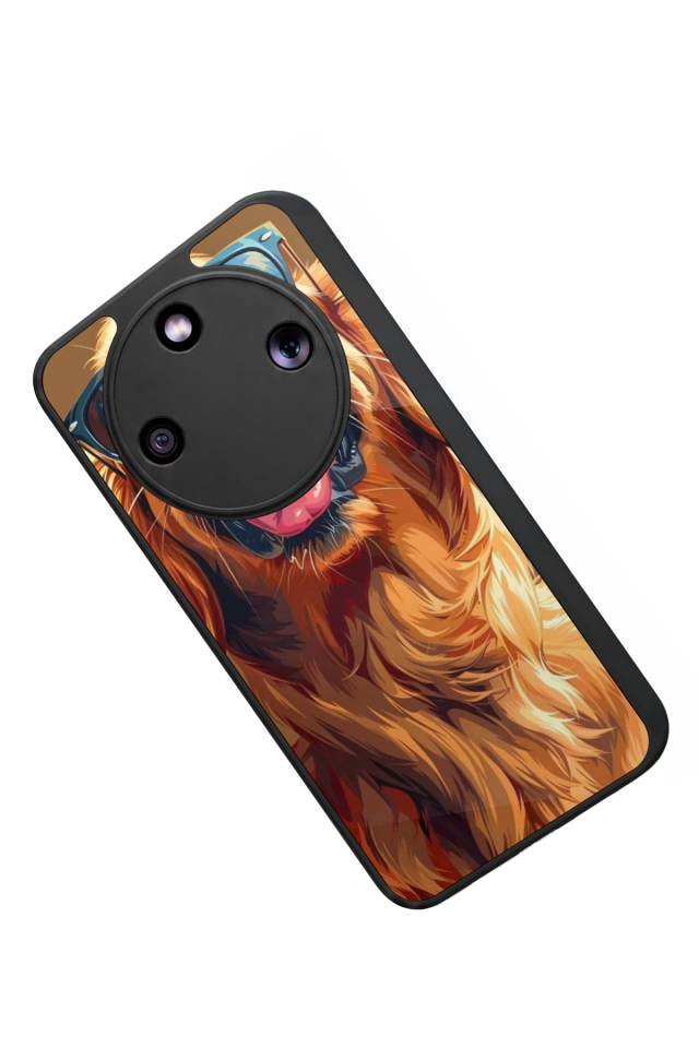 Honor Magic 8 Lite Uyumlu Golden Kopek Tasarımlı Glossy Premium Kılıf