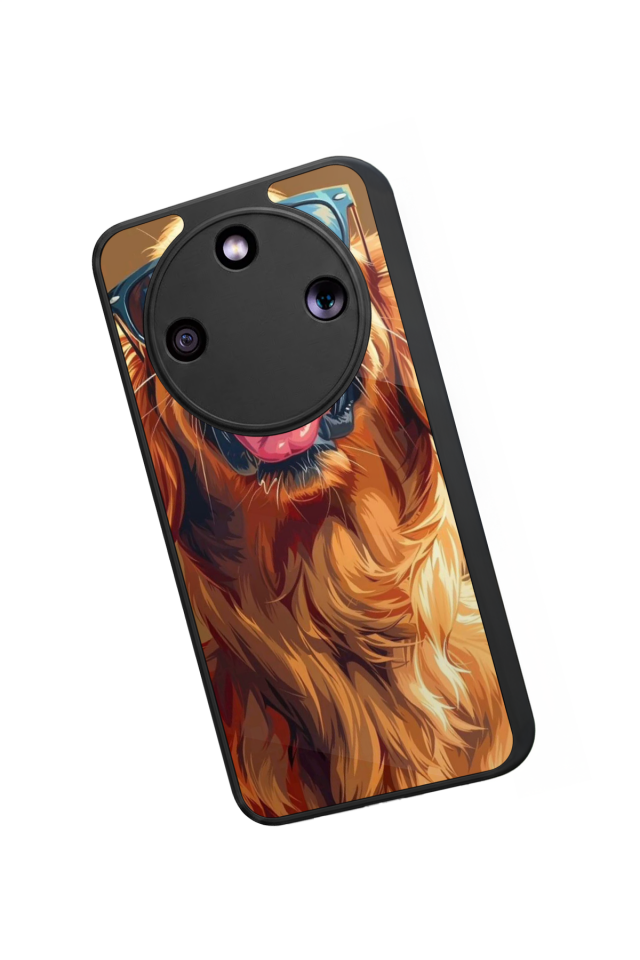 Honor Magic 8 Lite Uyumlu Golden Kopek Tasarımlı Glossy Premium Kılıf