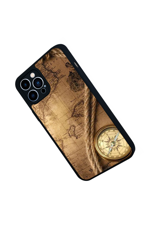 iPhone 13 Pro Max Uyumlu Pusula Tasarımlı Glossy Premium Kılıf