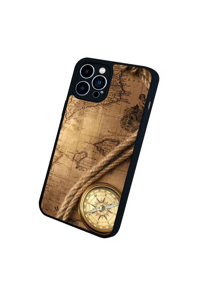 iPhone 13 Pro Max Uyumlu Pusula Tasarımlı Glossy Premium Kılıf