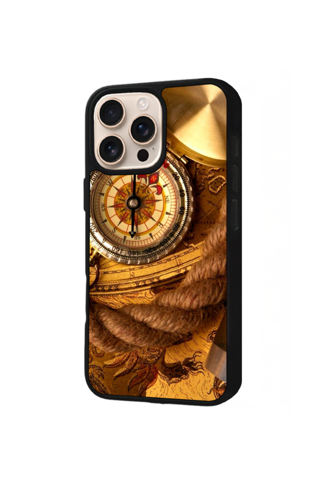 iPhone 14 Pro Max Uyumlu Pusula Tasarımlı Glossy Premium Kılıf
