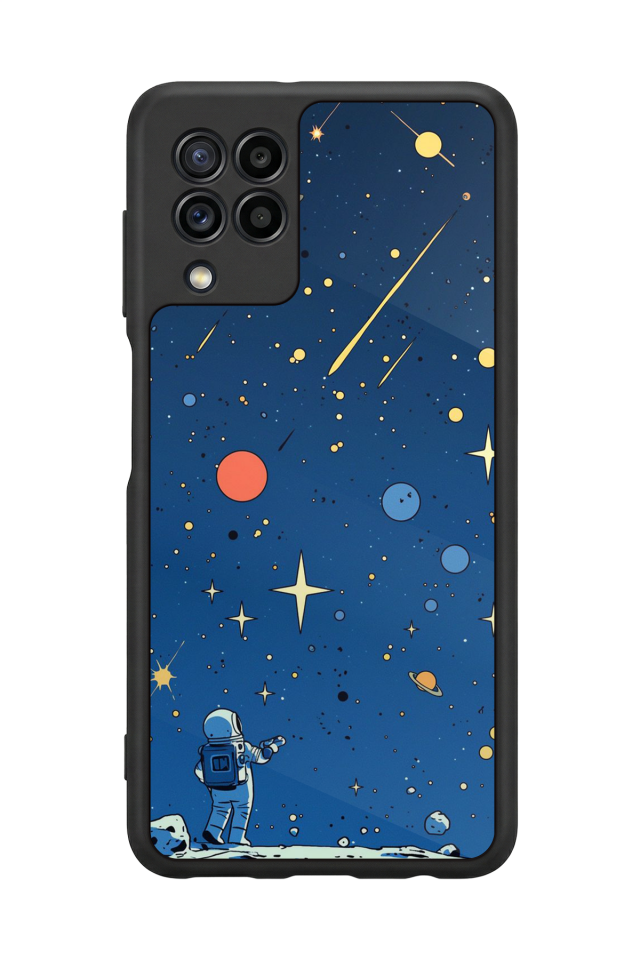 Samsung Galaxy M32 Uyumlu Uzay Tasarımlı Glossy Premium Kılıf