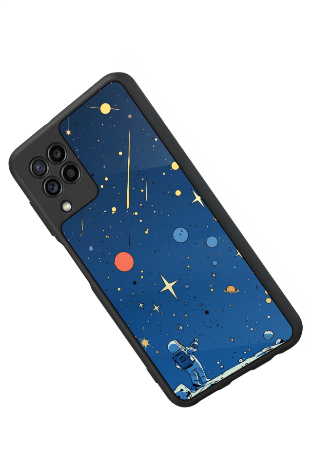 Samsung Galaxy M32 Uyumlu Uzay Tasarımlı Glossy Premium Kılıf