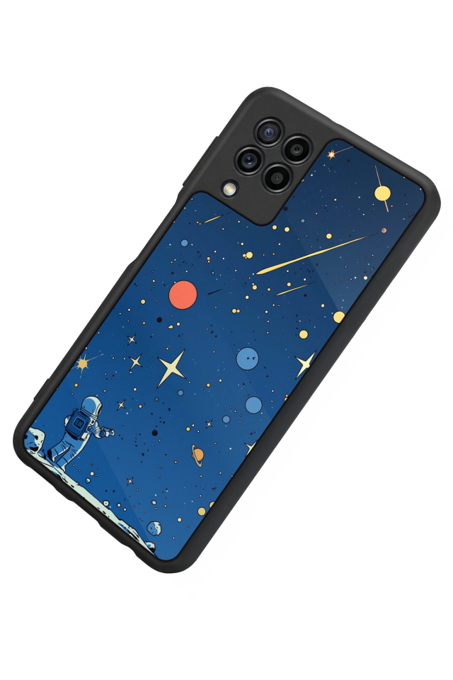 Samsung Galaxy M32 Uyumlu Uzay Tasarımlı Glossy Premium Kılıf