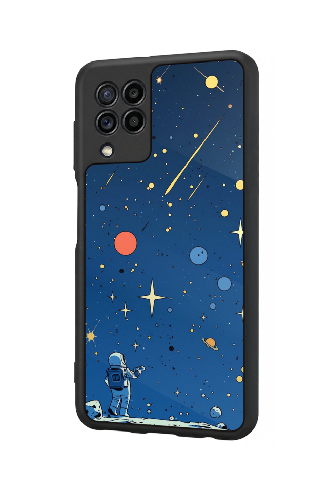 Samsung Galaxy M32 Uyumlu Uzay Tasarımlı Glossy Premium Kılıf