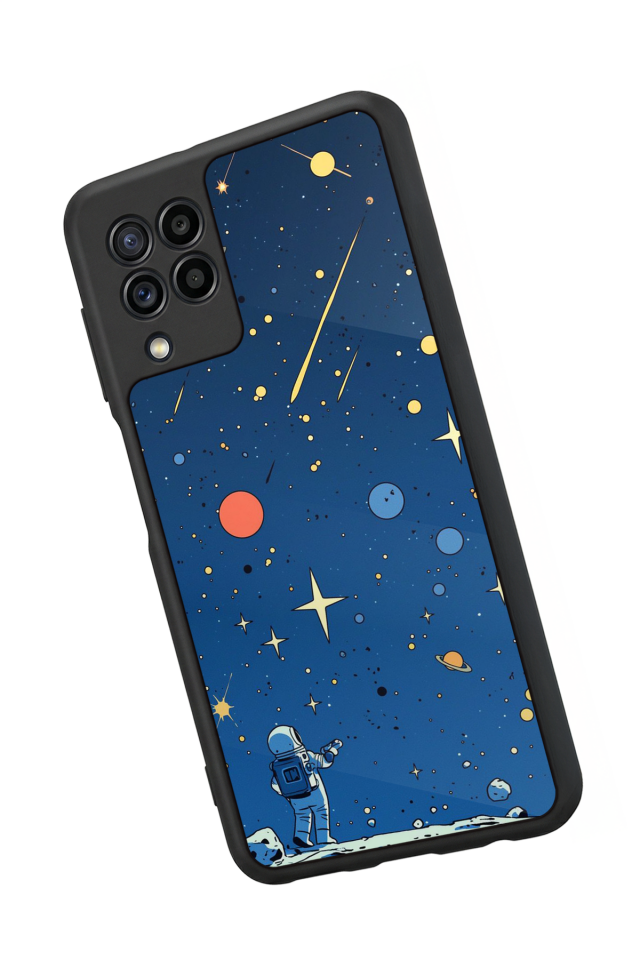 Samsung Galaxy M32 Uyumlu Uzay Tasarımlı Glossy Premium Kılıf