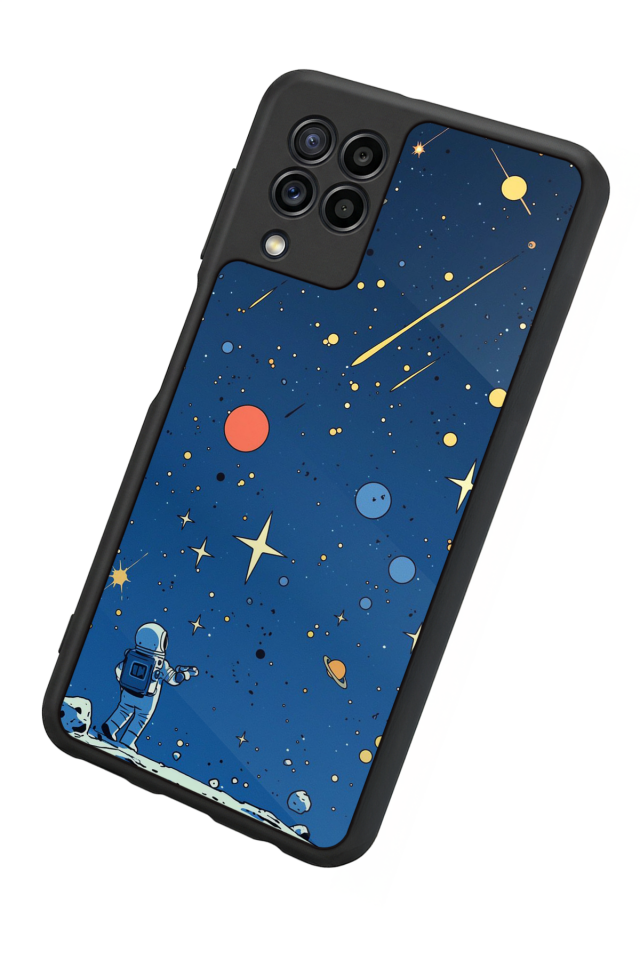 Samsung Galaxy M32 Uyumlu Uzay Tasarımlı Glossy Premium Kılıf