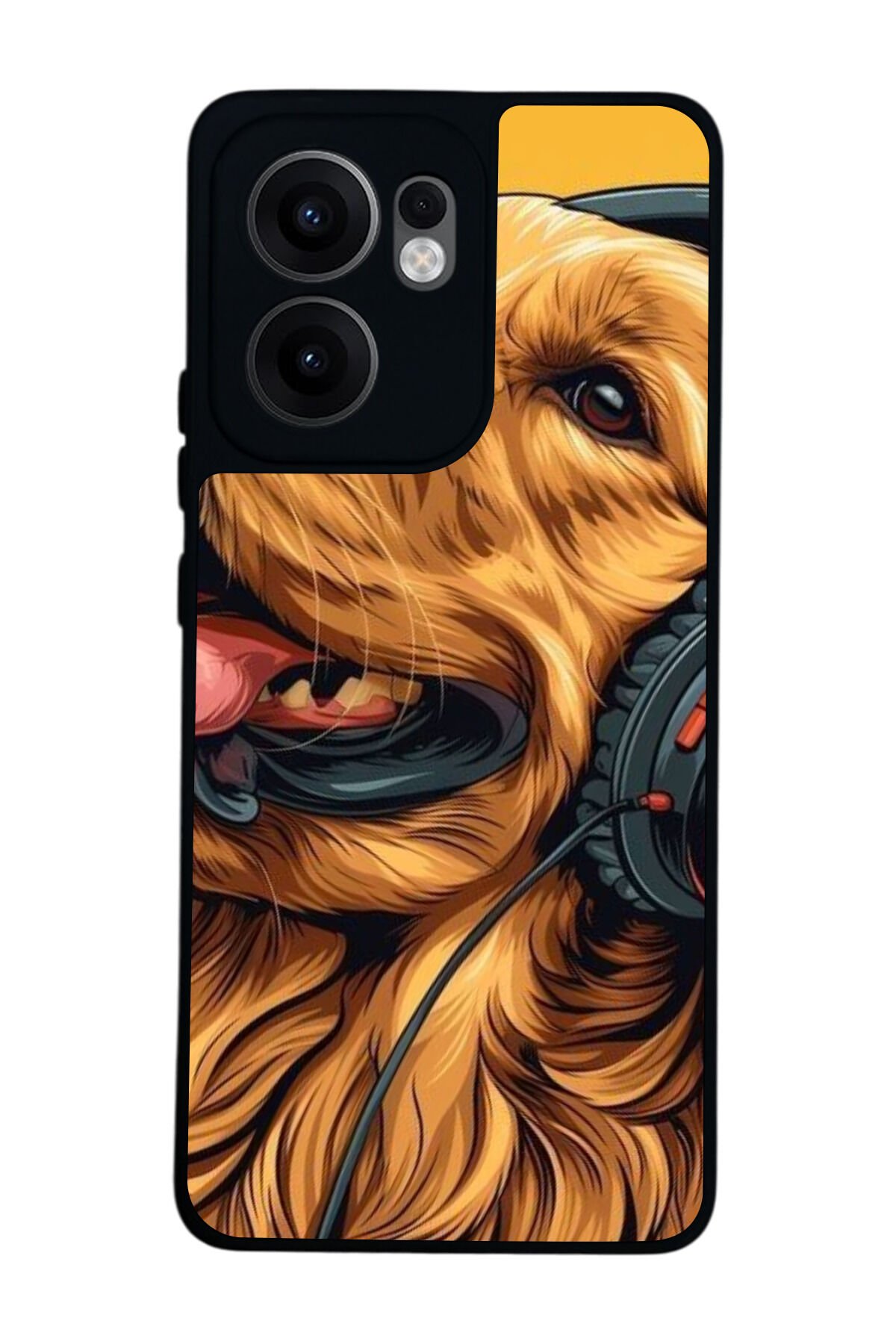 Oppo Reno 13F Uyumlu Golden Kopek Tasarımlı Glossy Premium Kılıf
