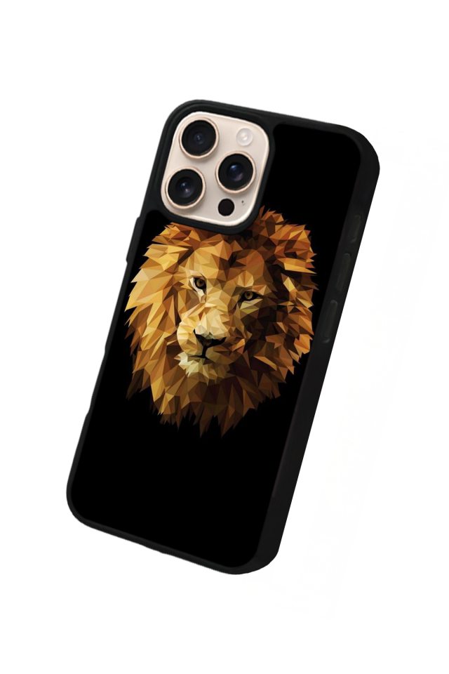 iPhone 15 Pro Uyumlu Aslan Tasarımlı Glossy Premium Kılıf