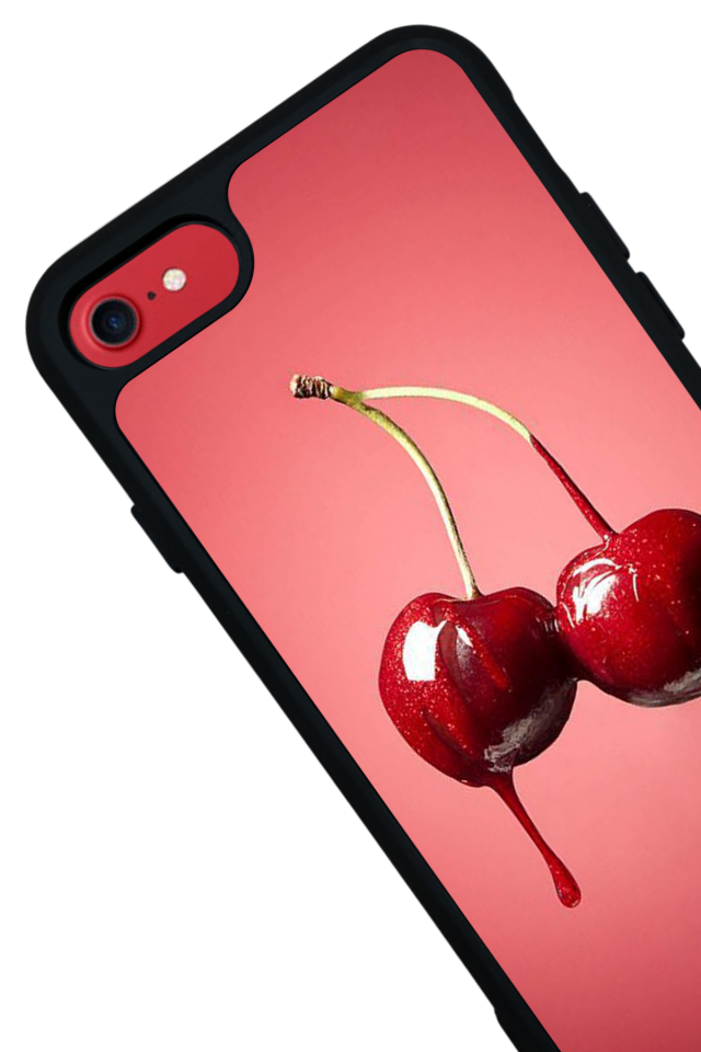 iPhone SE Uyumlu Kiraz Tasarımlı Glossy Premium Kılıf