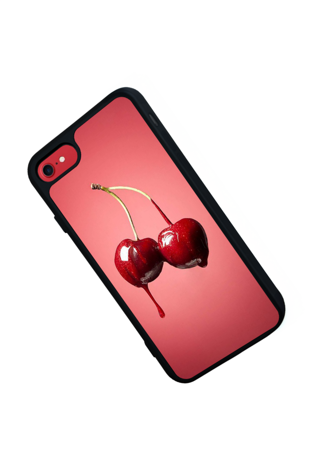 iPhone SE Uyumlu Kiraz Tasarımlı Glossy Premium Kılıf