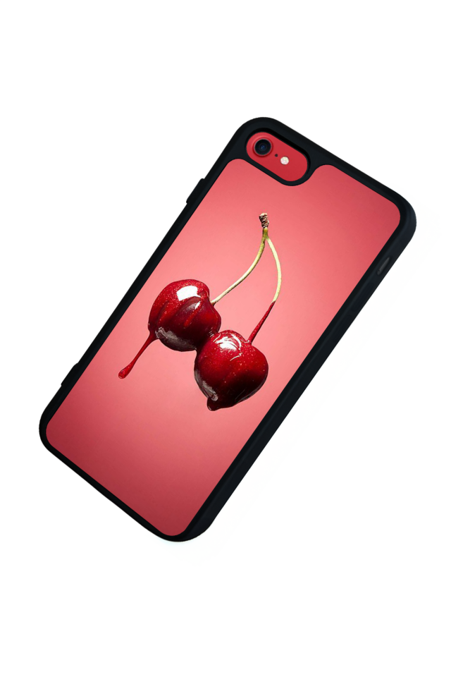 iPhone SE Uyumlu Kiraz Tasarımlı Glossy Premium Kılıf