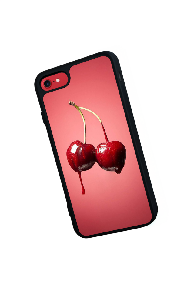 iPhone SE Uyumlu Kiraz Tasarımlı Glossy Premium Kılıf