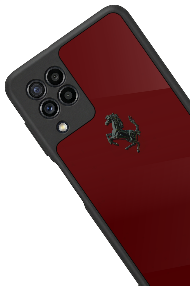 Samsung Galaxy M32 Uyumlu Kirmizi Tasarımlı Glossy Premium Kılıf