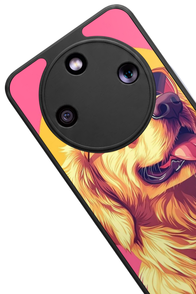 Honor Magic 8 Lite Uyumlu Golden Kopek Tasarımlı Glossy Premium Kılıf