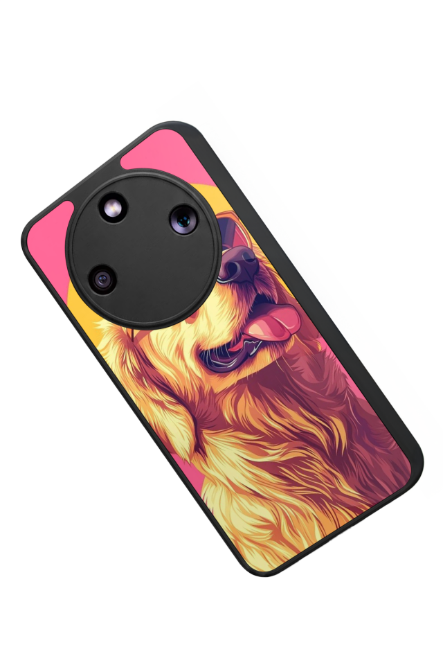Honor Magic 8 Lite Uyumlu Golden Kopek Tasarımlı Glossy Premium Kılıf