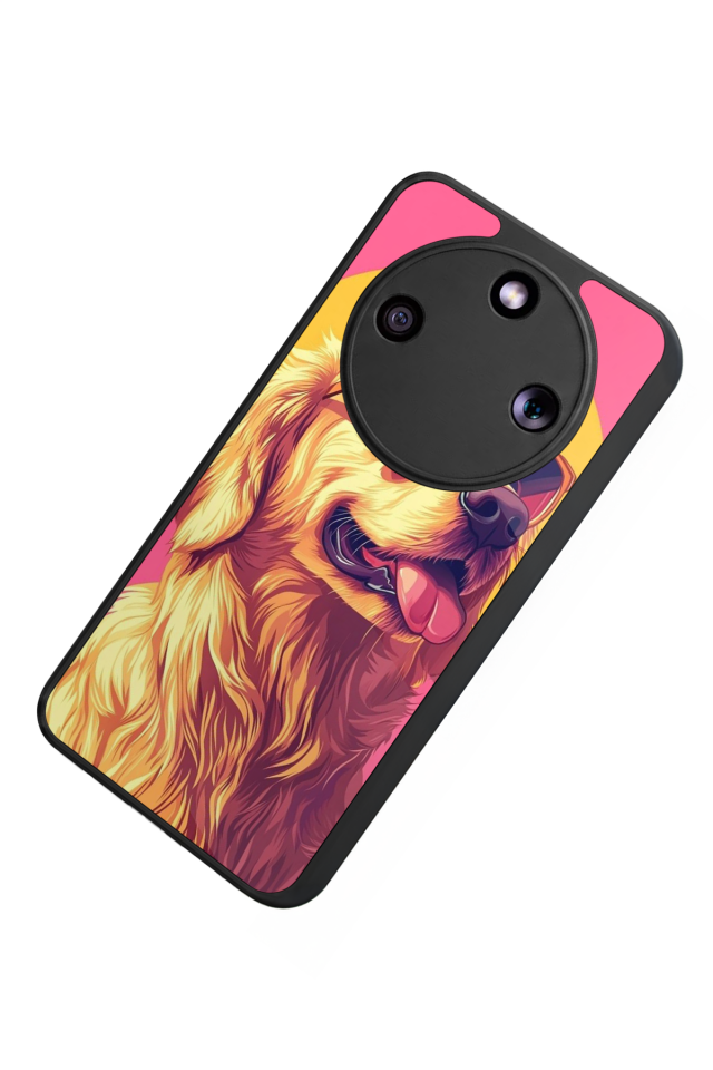 Honor Magic 8 Lite Uyumlu Golden Kopek Tasarımlı Glossy Premium Kılıf