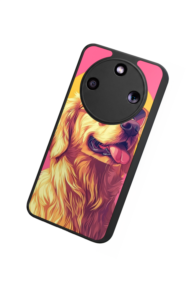 Honor Magic 8 Lite Uyumlu Golden Kopek Tasarımlı Glossy Premium Kılıf