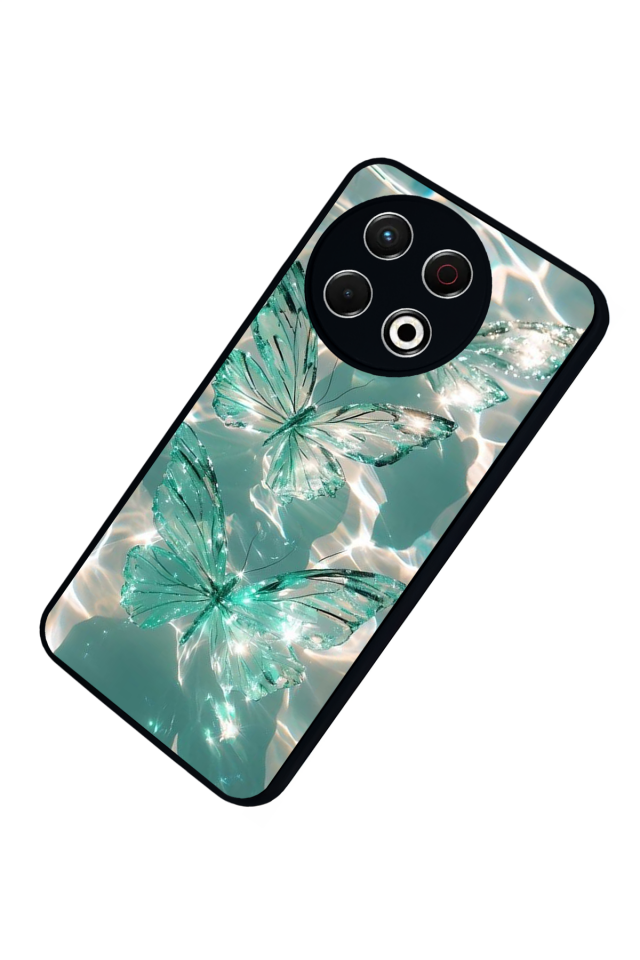 Tecno Spark 30 Pro Uyumlu Kelebek Tasarımlı Glossy Premium Kılıf