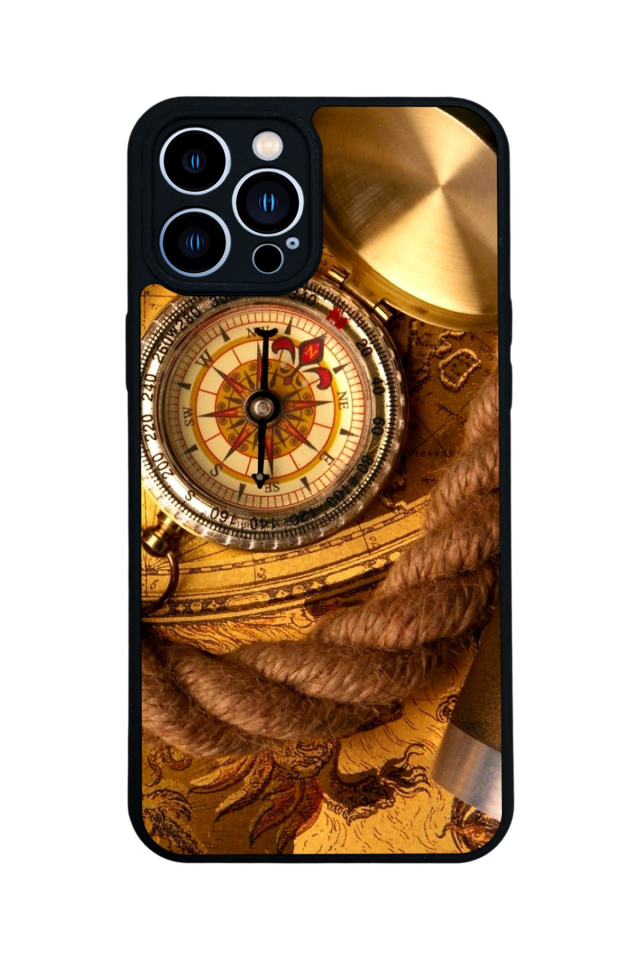 iPhone 13 Pro Max Uyumlu Pusula Tasarımlı Glossy Premium Kılıf