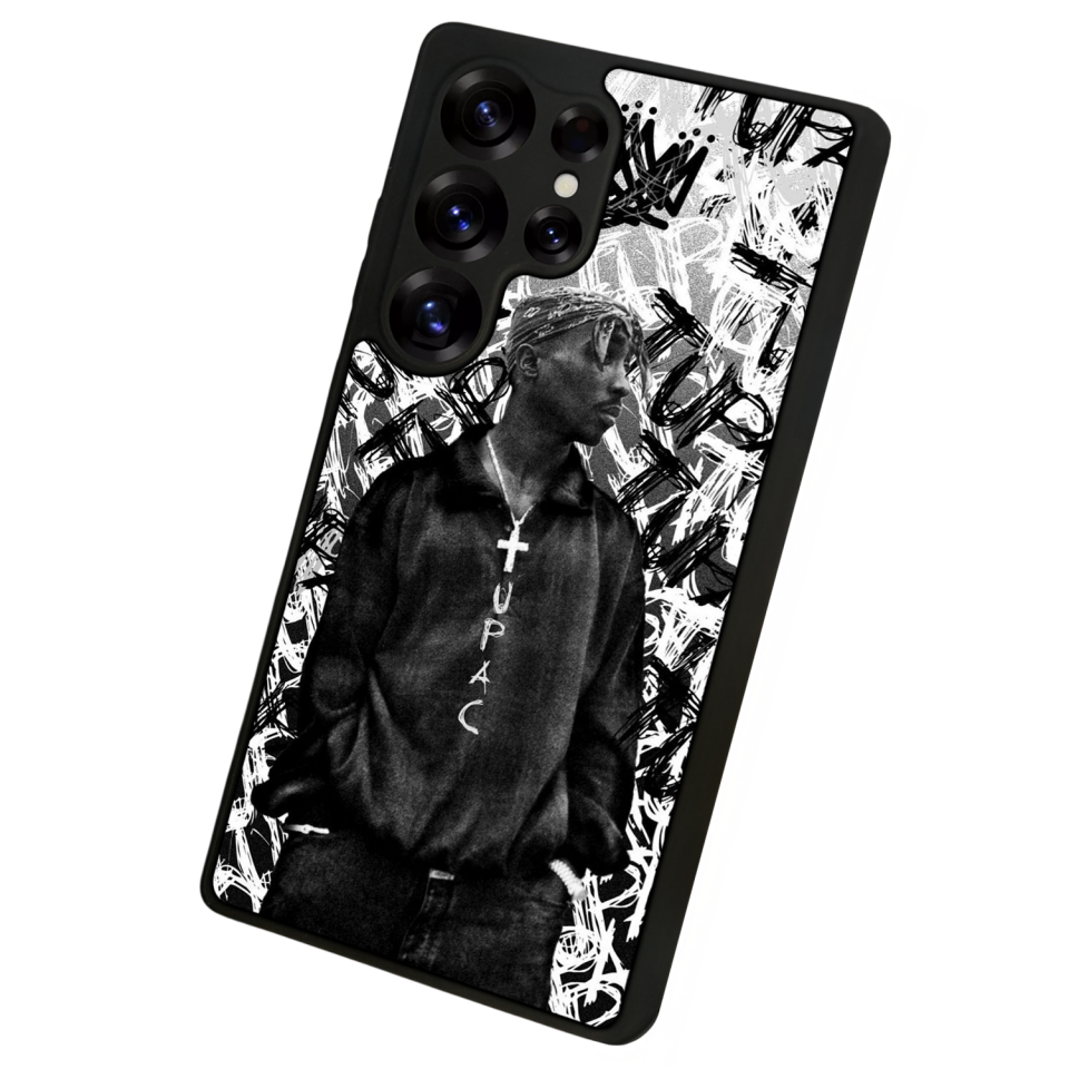 Samsung Galaxy S25 Ultra Uyumlu Tupac Tasarımlı Glossy Premium Kılıf