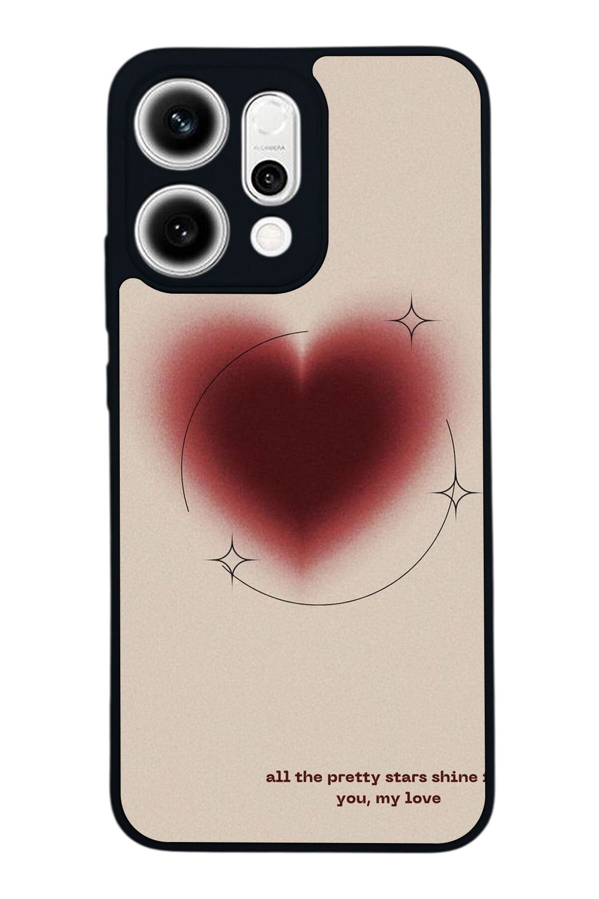 Oppo Reno 14 Uyumlu Kalp Love Tasarımlı Glossy Premium Kılıf