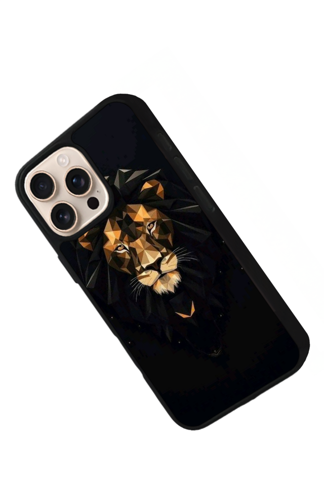 iPhone 15 Pro Uyumlu Aslan Tasarımlı Glossy Premium Kılıf