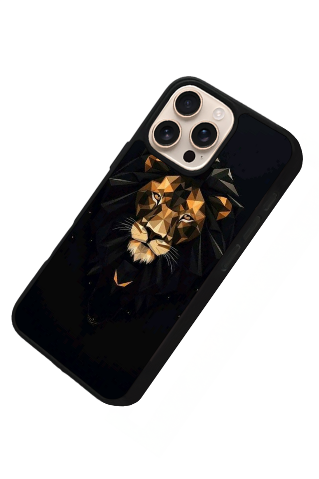 iPhone 15 Pro Uyumlu Aslan Tasarımlı Glossy Premium Kılıf
