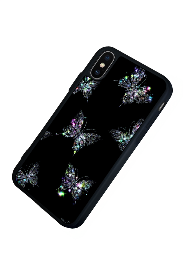 iPhone X/ XS Uyumlu Kelebek Tasarımlı Glossy Premium Kılıf
