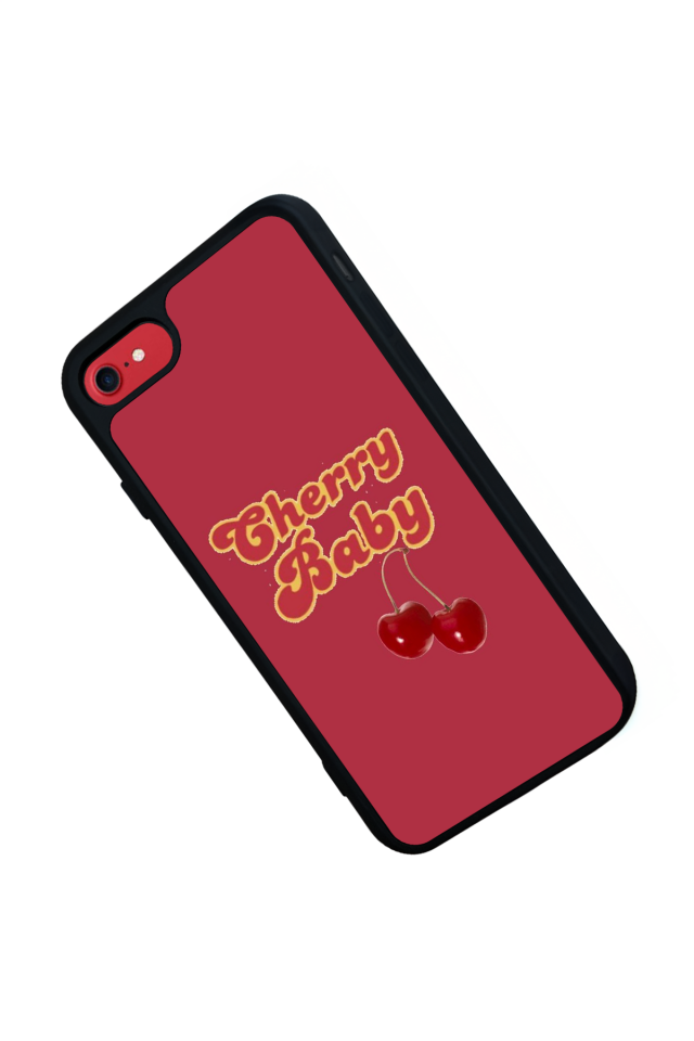 iPhone SE Uyumlu Kiraz Tasarımlı Glossy Premium Kılıf