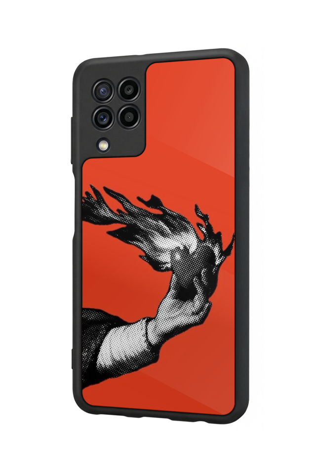 Samsung Galaxy M32 Uyumlu Kirmizi Tasarımlı Glossy Premium Kılıf