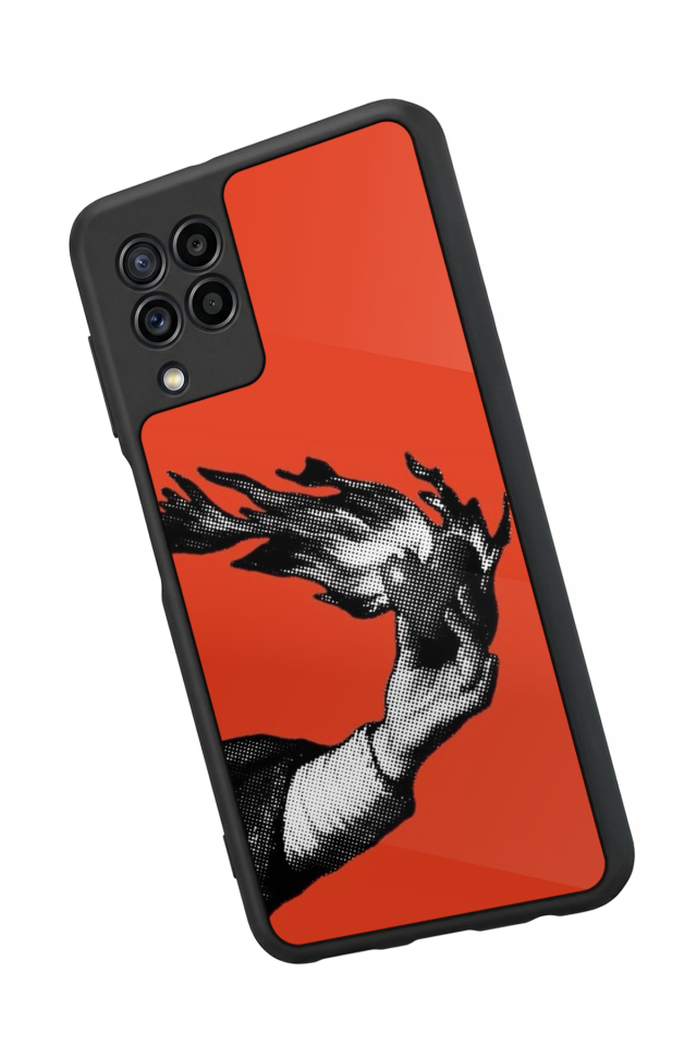 Samsung Galaxy M32 Uyumlu Kirmizi Tasarımlı Glossy Premium Kılıf