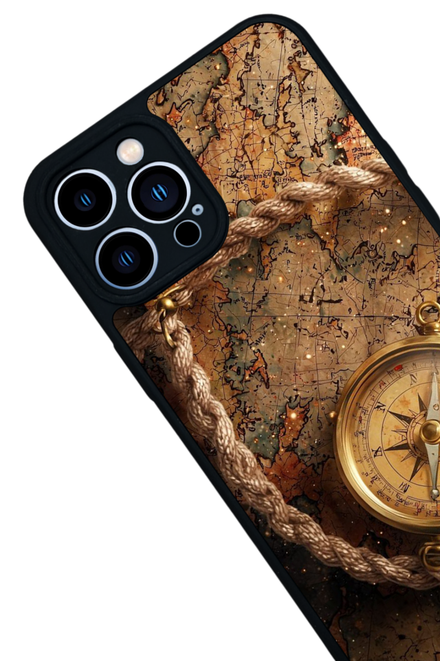 iPhone 13 Pro Max Uyumlu Pusula Tasarımlı Glossy Premium Kılıf