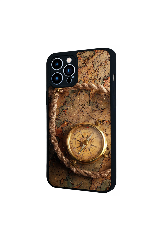 iPhone 13 Pro Max Uyumlu Pusula Tasarımlı Glossy Premium Kılıf