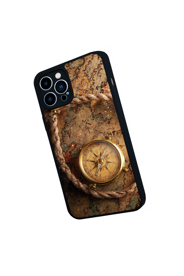 iPhone 13 Pro Max Uyumlu Pusula Tasarımlı Glossy Premium Kılıf