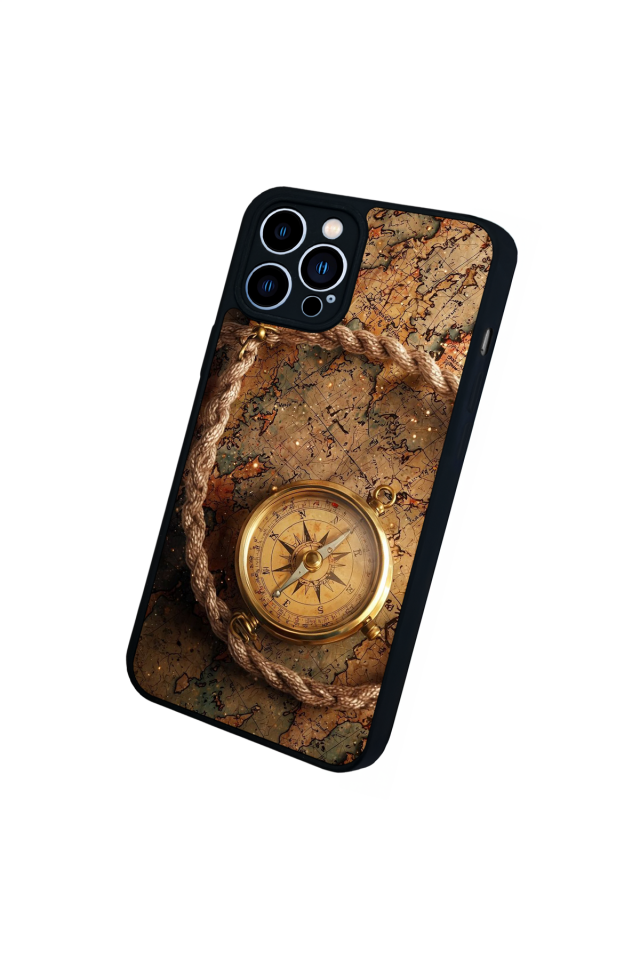 iPhone 13 Pro Max Uyumlu Pusula Tasarımlı Glossy Premium Kılıf