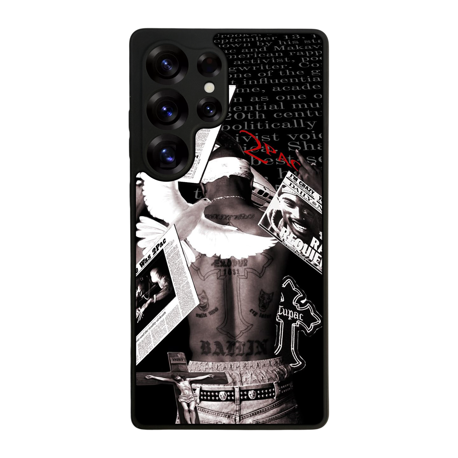 Samsung Galaxy S25 Ultra Uyumlu Tupac Tasarımlı Glossy Premium Kılıf