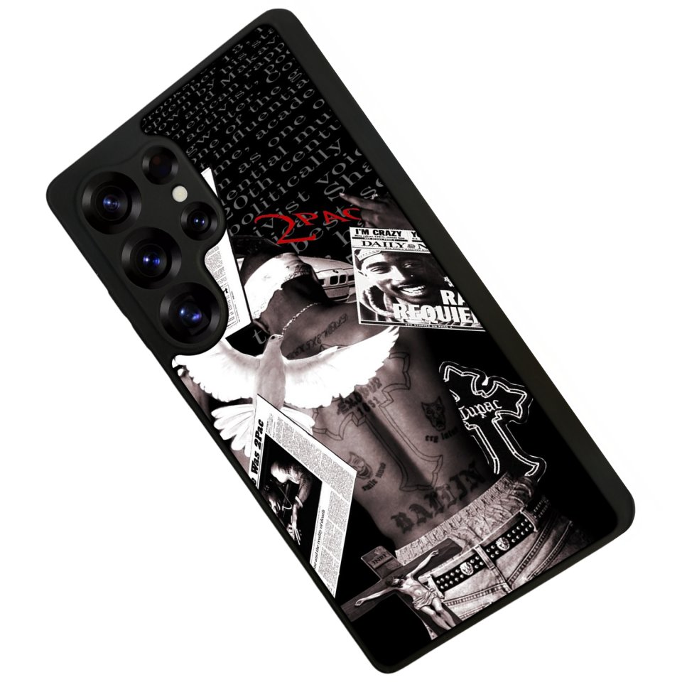 Samsung Galaxy S25 Ultra Uyumlu Tupac Tasarımlı Glossy Premium Kılıf