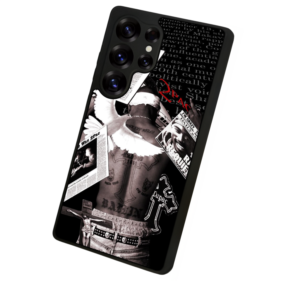 Samsung Galaxy S25 Ultra Uyumlu Tupac Tasarımlı Glossy Premium Kılıf