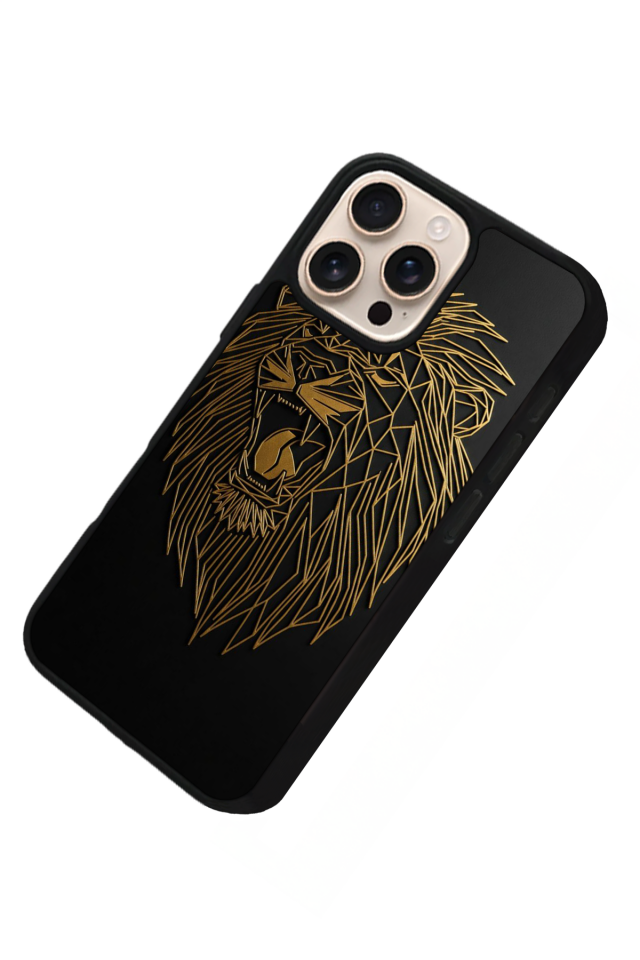 iPhone 15 Pro Uyumlu Aslan Tasarımlı Glossy Premium Kılıf