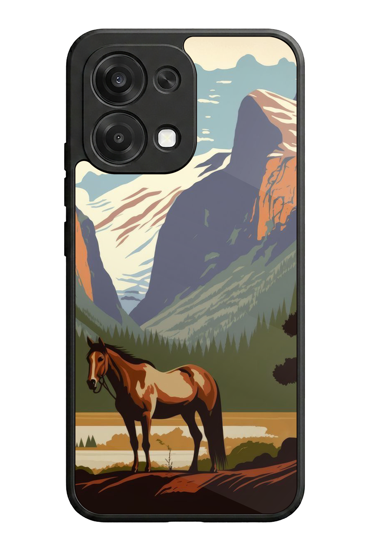 Oppo A6 Pro Uyumlu At Horse Tasarımlı Glossy Premium Kılıf