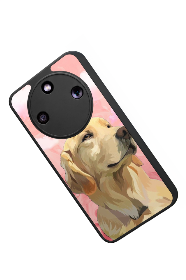 Honor Magic 8 Lite Uyumlu Golden Kopek Tasarımlı Glossy Premium Kılıf