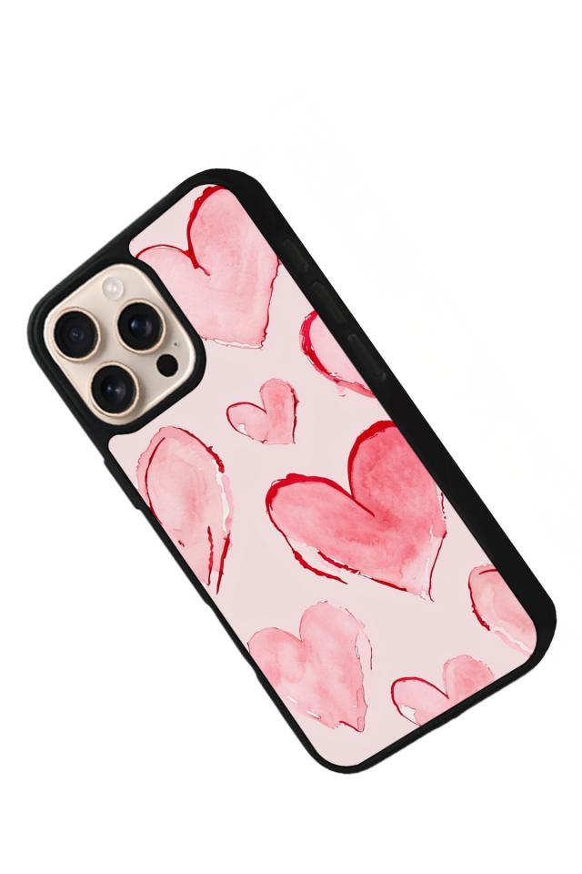 iPhone 16 Pro Uyumlu Kalp Love Tasarımlı Glossy Premium Kılıf