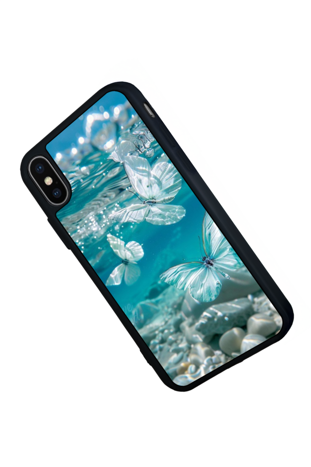 iPhone X/ XS Uyumlu Kelebek Tasarımlı Glossy Premium Kılıf