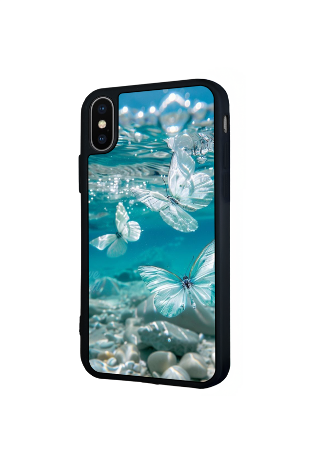 iPhone X/ XS Uyumlu Kelebek Tasarımlı Glossy Premium Kılıf