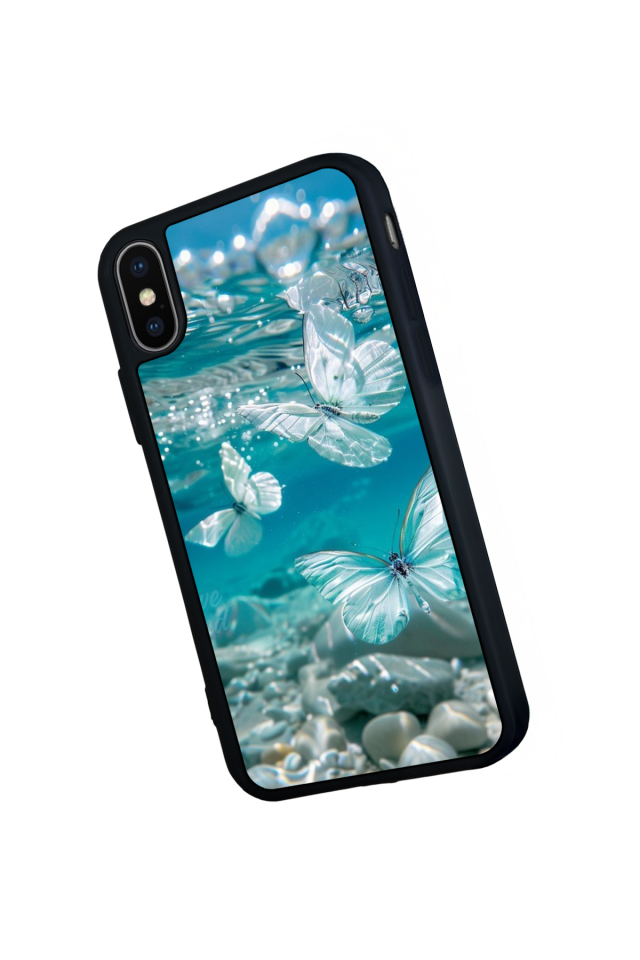 iPhone X/ XS Uyumlu Kelebek Tasarımlı Glossy Premium Kılıf