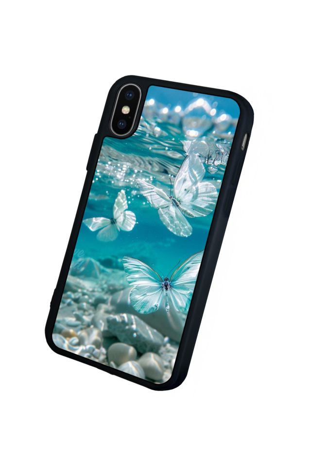 iPhone X/ XS Uyumlu Kelebek Tasarımlı Glossy Premium Kılıf