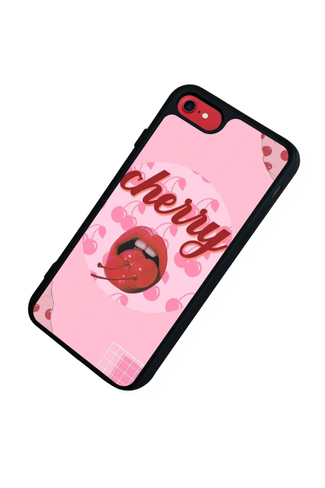 iPhone SE Uyumlu Kiraz Tasarımlı Glossy Premium Kılıf